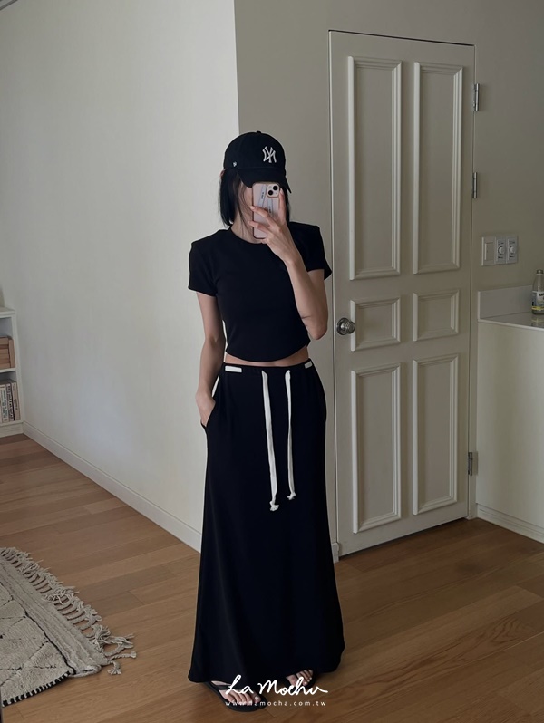 小墊肩棉質腰頭套裝